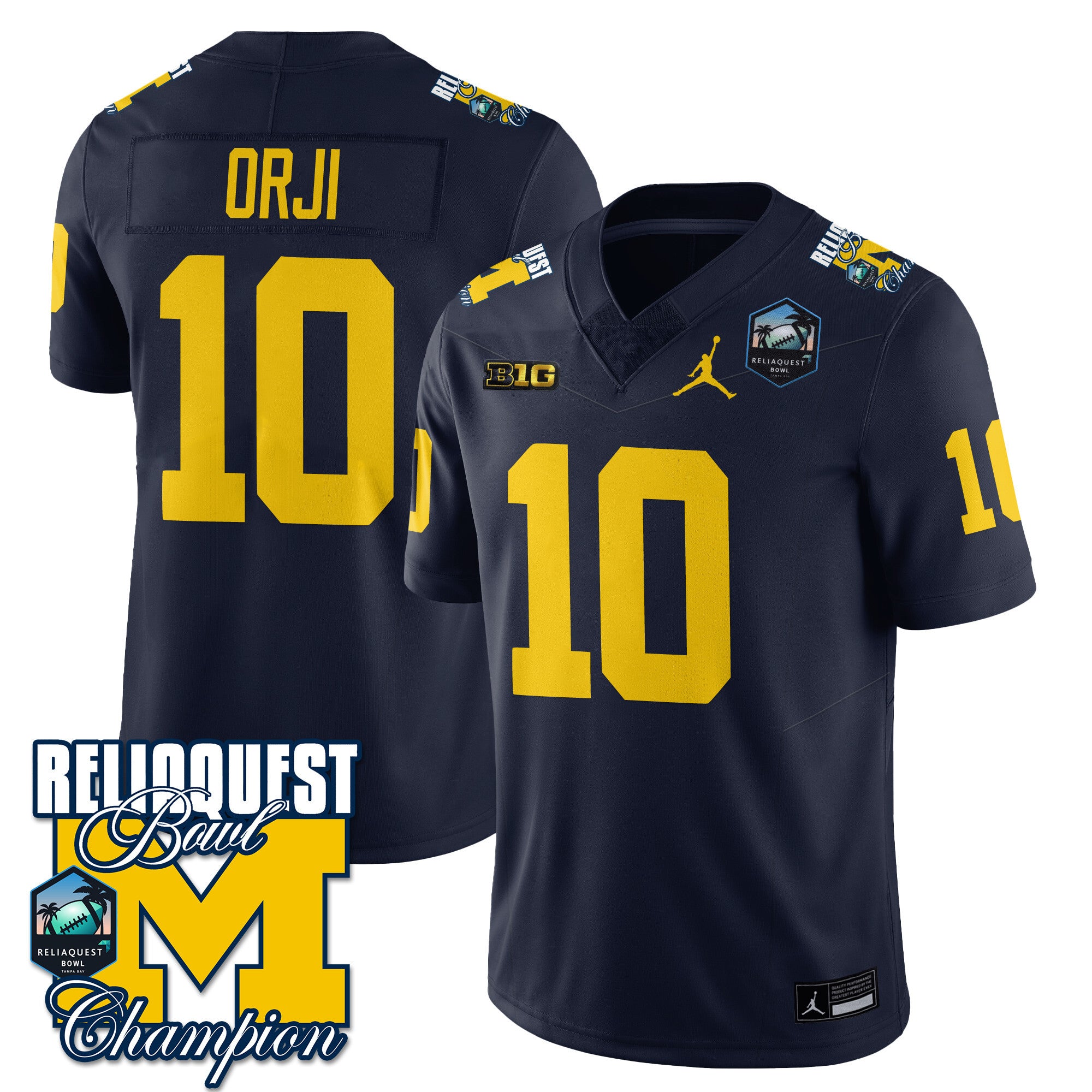 Men's Michigan Wolverines 2024 ReliaQuest Bowl Champions Jersey - All Stitched