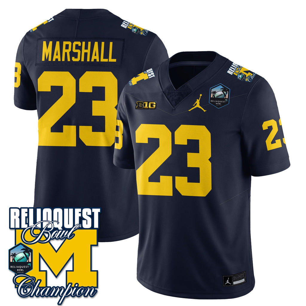 Men's Michigan Wolverines 2024 ReliaQuest Bowl Champions Jersey - All Stitched