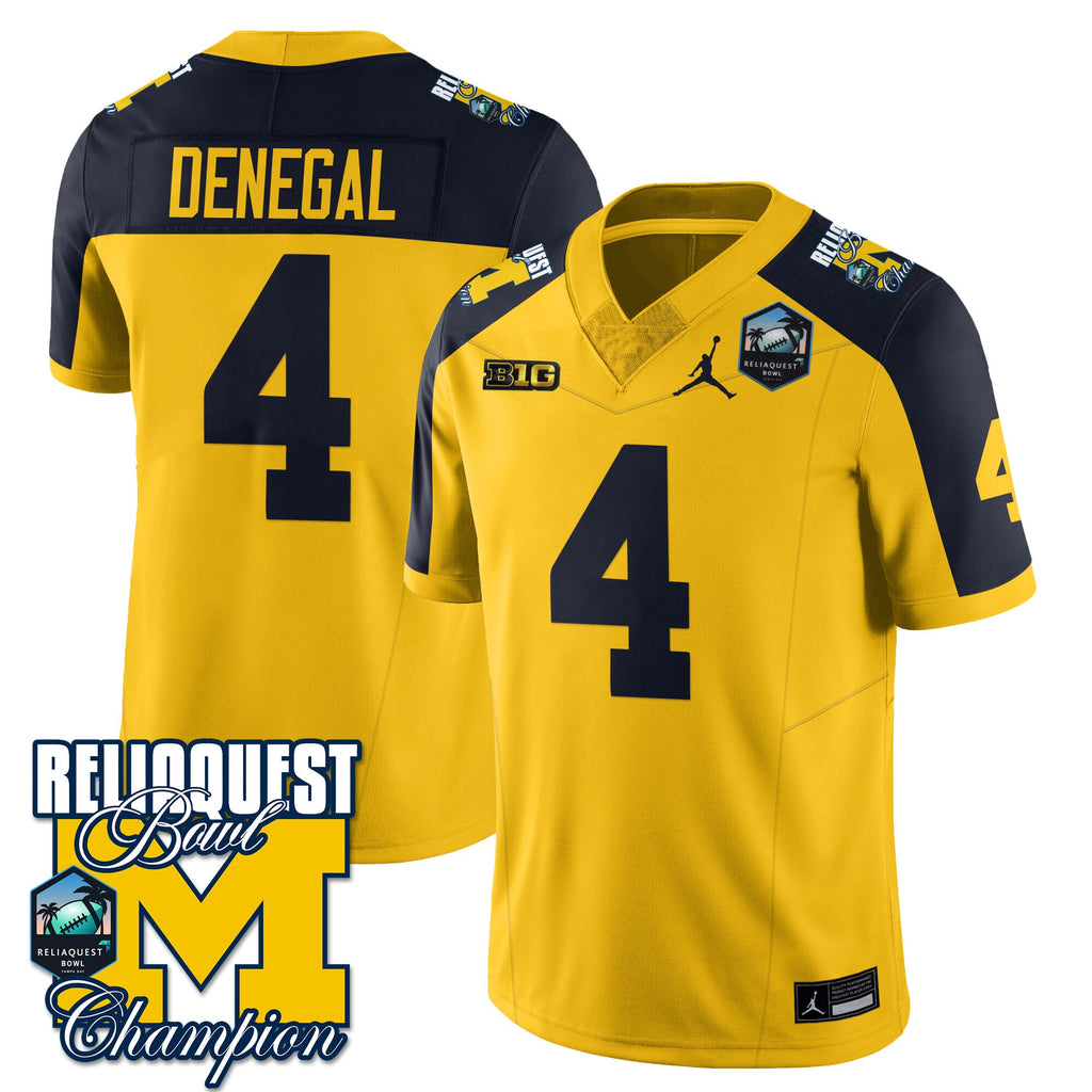 Men's Michigan Wolverines 2024 ReliaQuest Bowl Champions Jersey - All Stitched