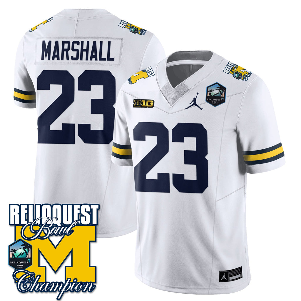 Men's Michigan Wolverines 2024 ReliaQuest Bowl Champions Jersey - All Stitched
