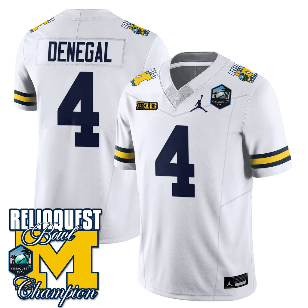 Men's Michigan Wolverines 2024 ReliaQuest Bowl Champions Jersey - All Stitched