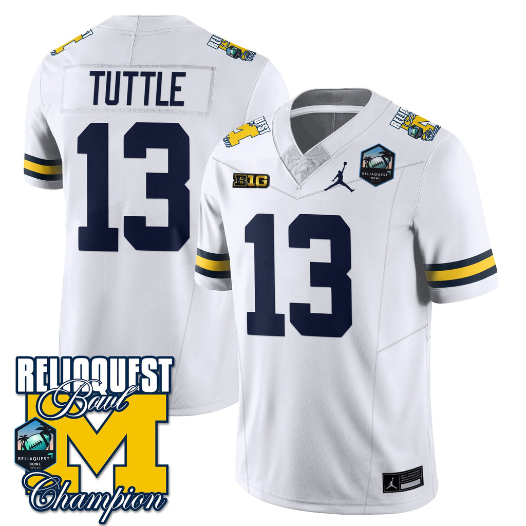 Men's Michigan Wolverines 2024 ReliaQuest Bowl Champions Jersey - All Stitched