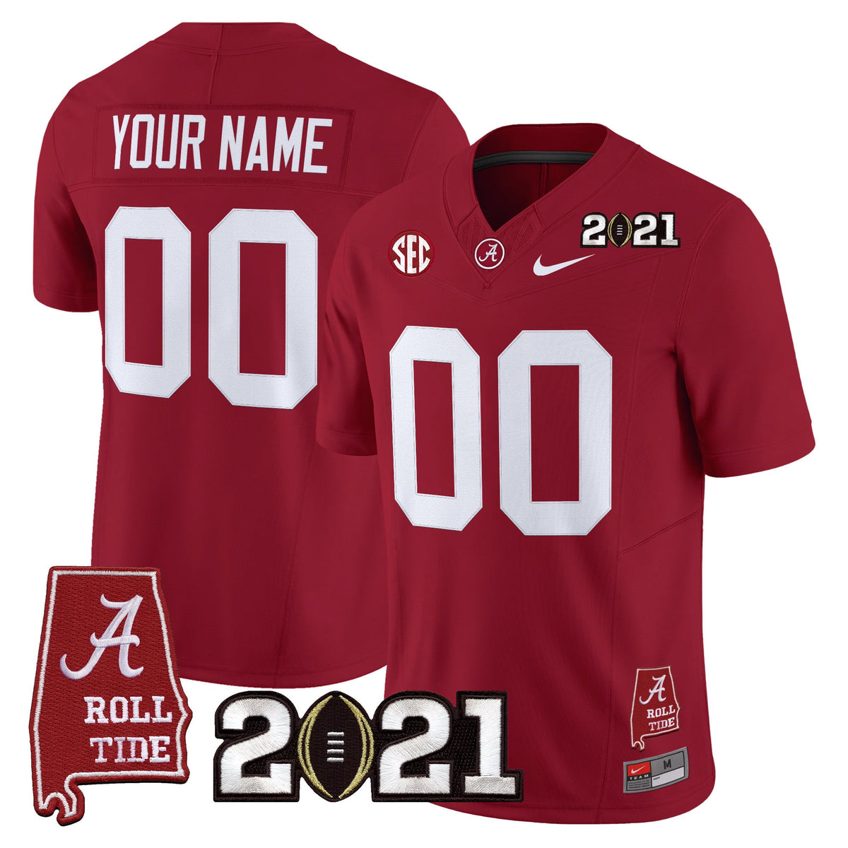 Alabama Crimson Tide '2021 CFP National Championship' Vapor Limited Custom Jersey - Alabama Map - All Stitched