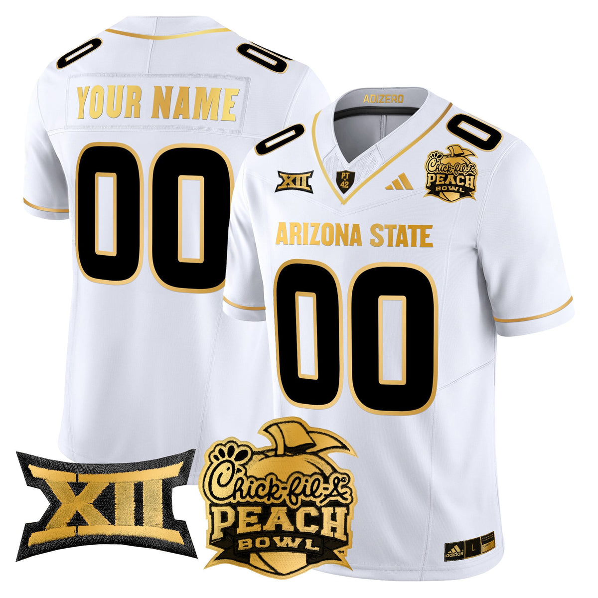 Arizona State Sun Devils 2025 Peach Bowl Gold Vapor Limited Custom Jersey V2 - All Stitched