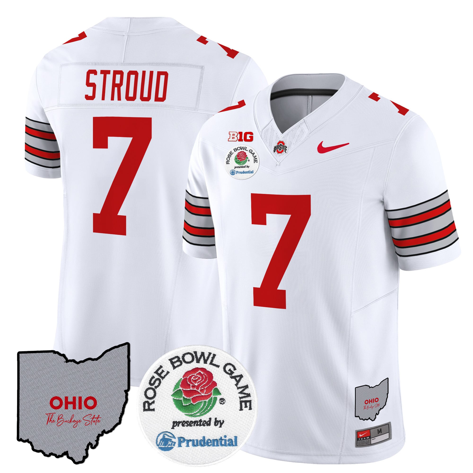 Men's Ohio State Buckeyes 'Heritage Stripe' Rose Bowl Vapor Limited Jersey - All Stitched