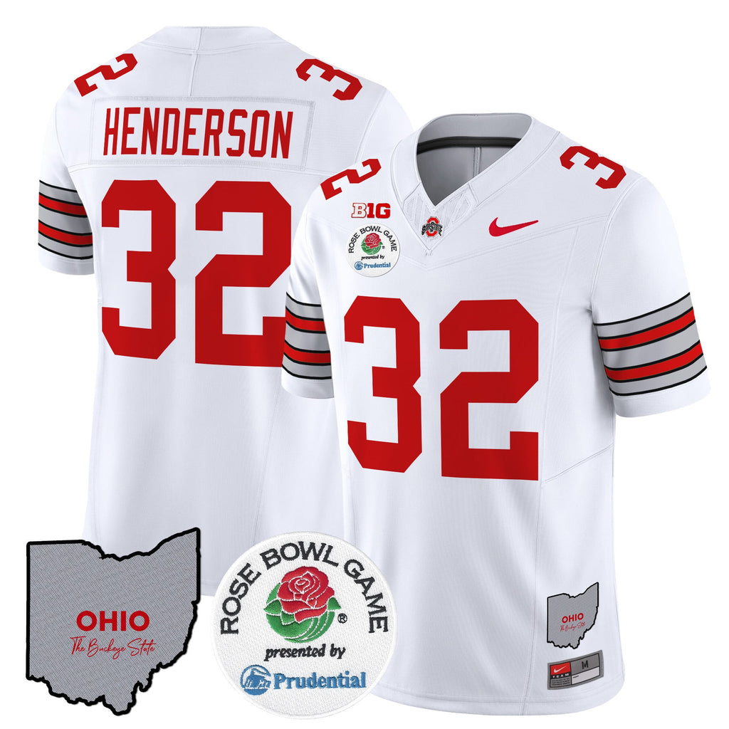Men's Ohio State Buckeyes 'Heritage Stripe' Rose Bowl Vapor Limited Jersey - All Stitched