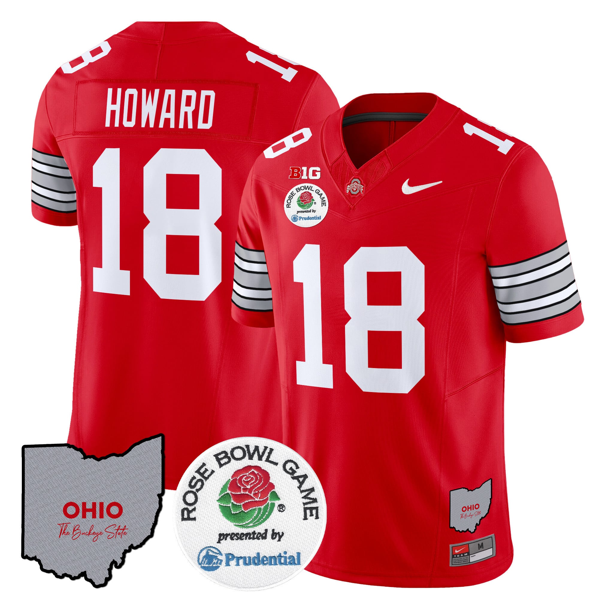 Men's Ohio State Buckeyes 'Heritage Stripe' Rose Bowl Vapor Limited Jersey - All Stitched