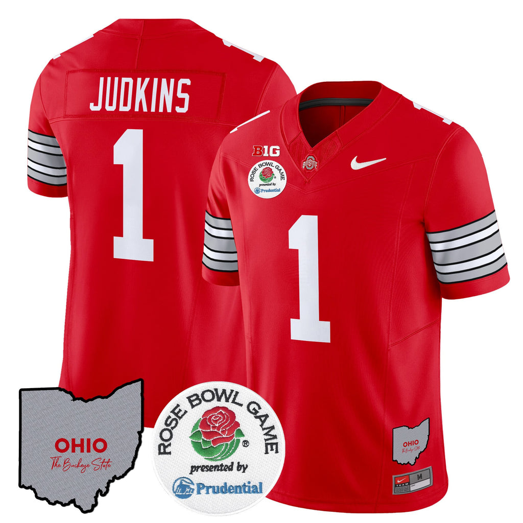 Men's Ohio State Buckeyes 'Heritage Stripe' Rose Bowl Vapor Limited Jersey - All Stitched