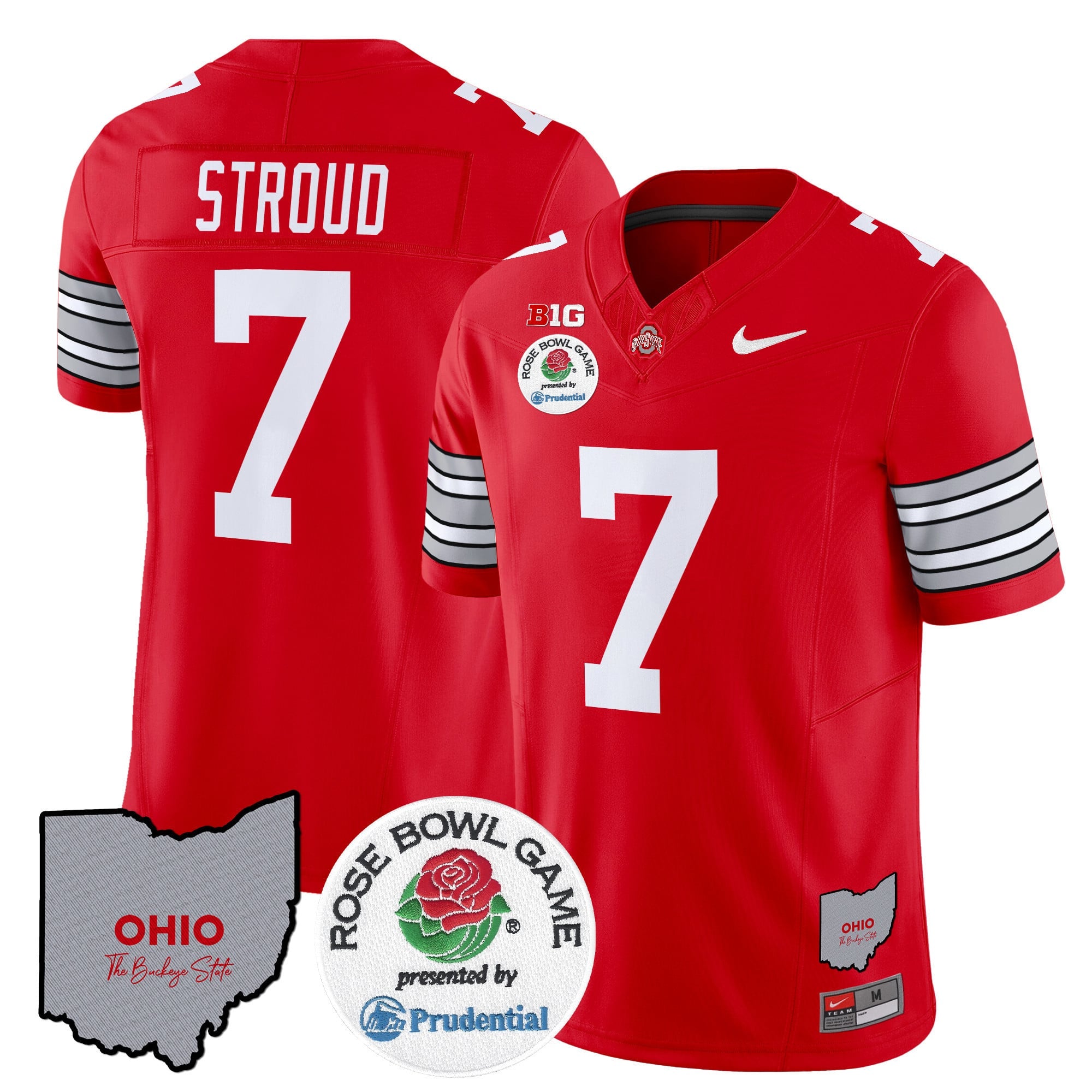 Men's Ohio State Buckeyes 'Heritage Stripe' Rose Bowl Vapor Limited Jersey - All Stitched