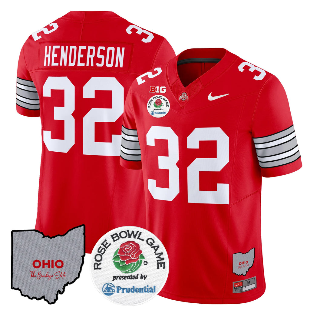 Men's Ohio State Buckeyes 'Heritage Stripe' Rose Bowl Vapor Limited Jersey - All Stitched