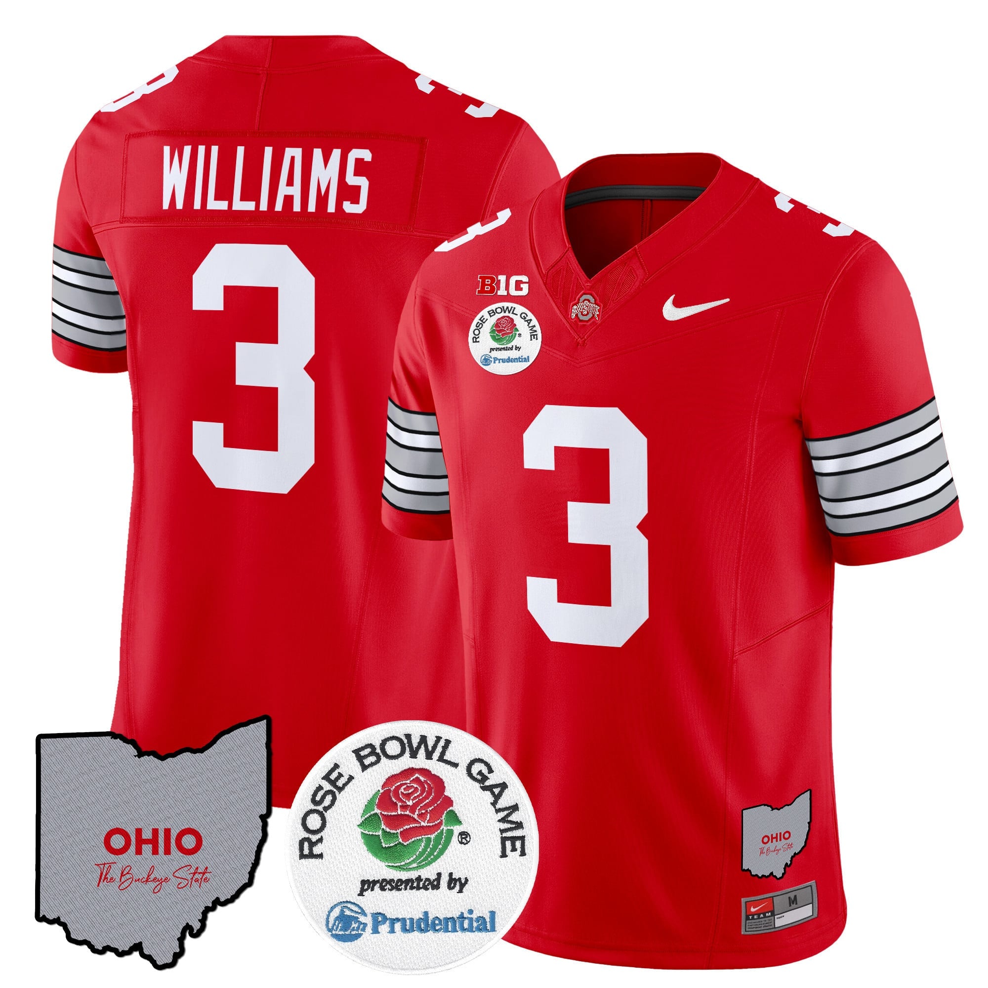 Men's Ohio State Buckeyes 'Heritage Stripe' Rose Bowl Vapor Limited Jersey - All Stitched