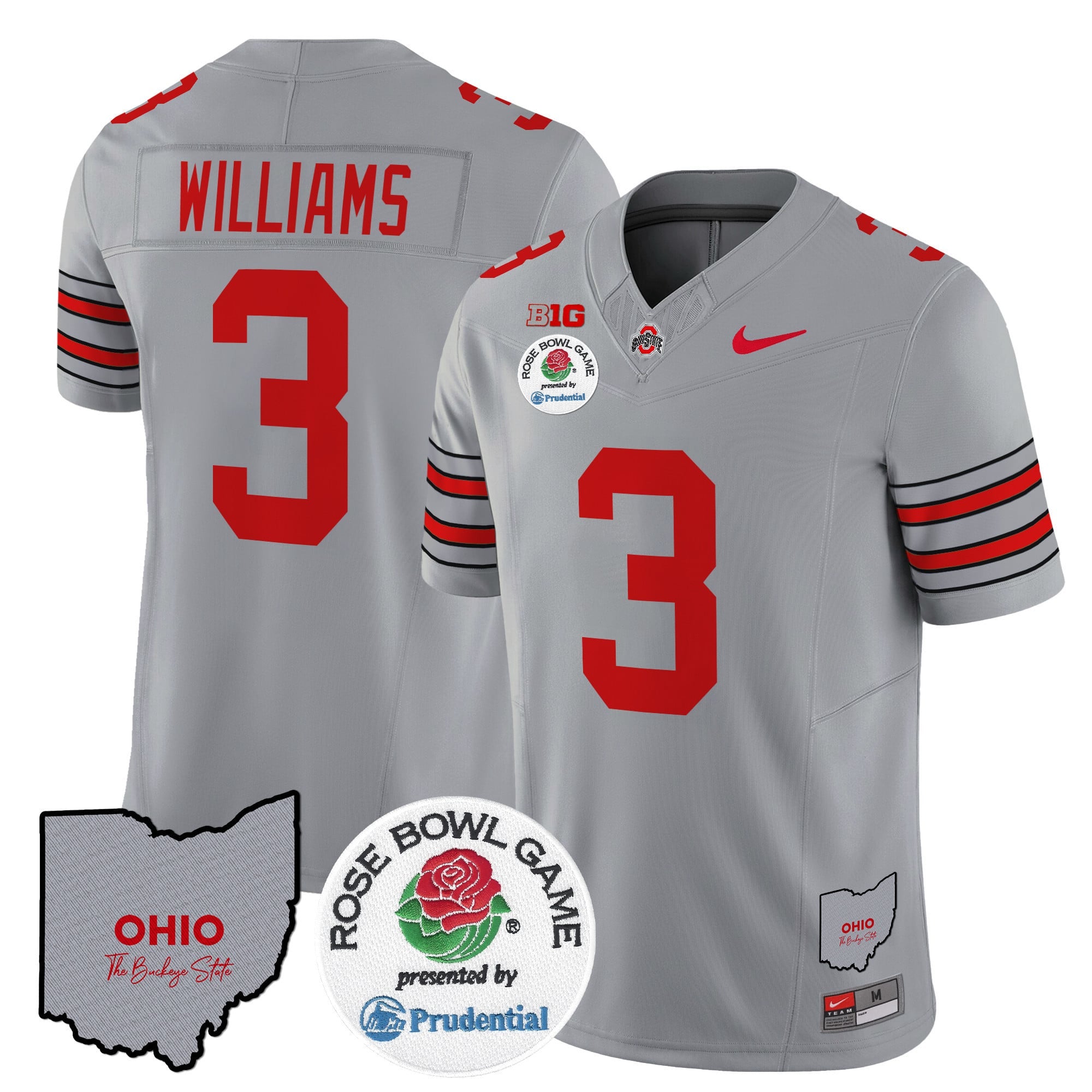 Men's Ohio State Buckeyes 'Heritage Stripe' Rose Bowl Vapor Limited Jersey - All Stitched