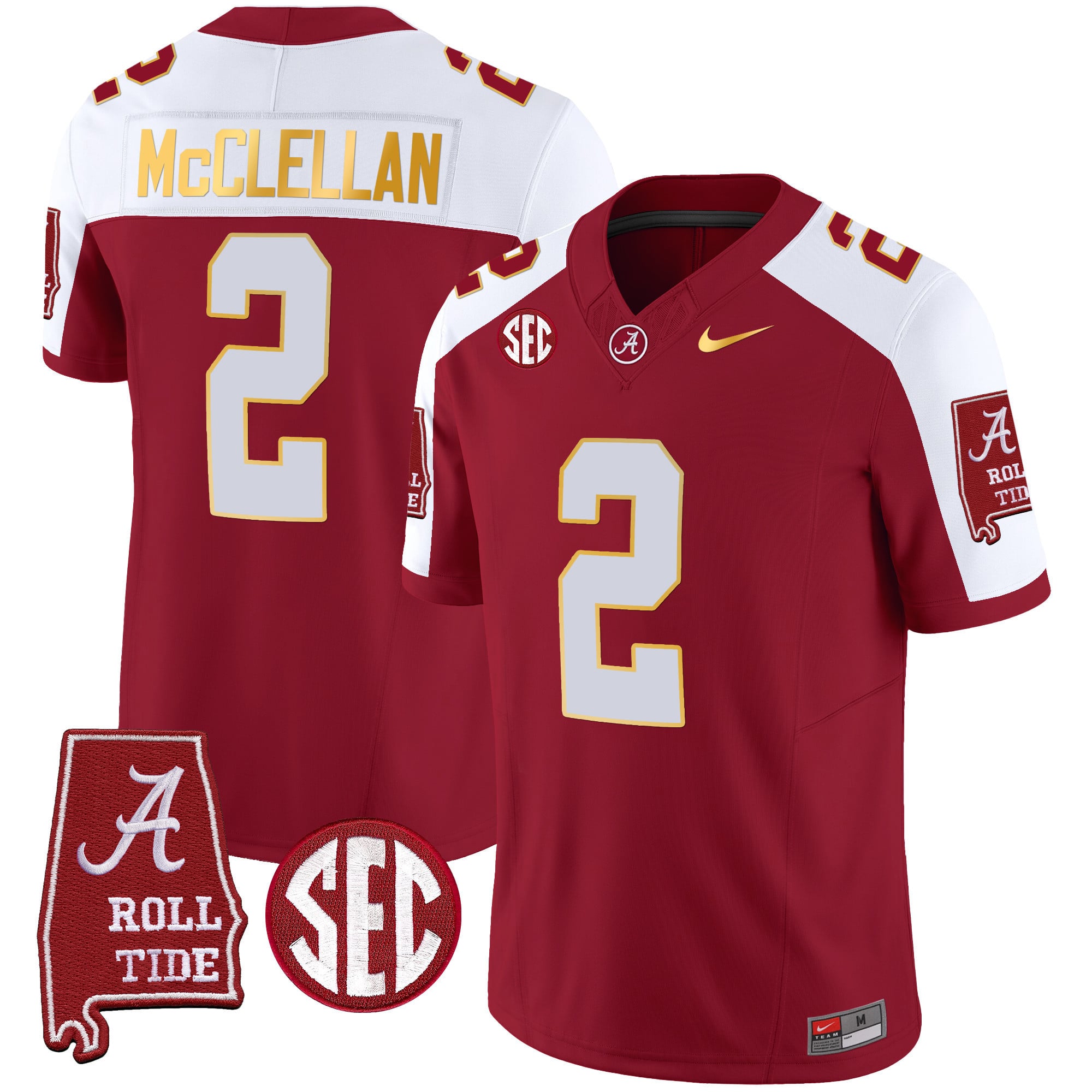 Men's Alabama Crimson Tide Gold Trim Vapor Jersey - Alabama Map - All Stitched