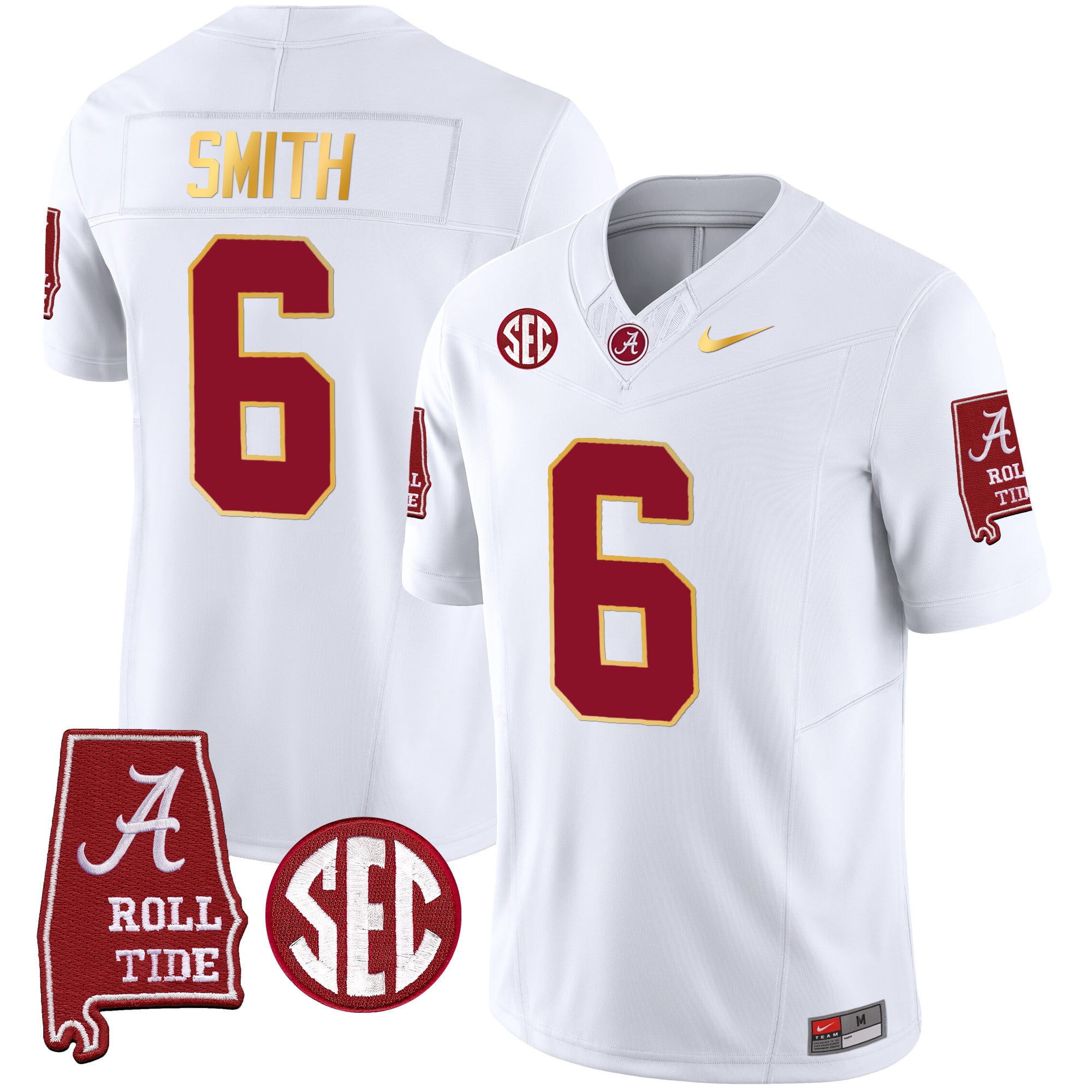 Men's Alabama Crimson Tide Gold Trim Vapor Jersey - Alabama Map - All Stitched