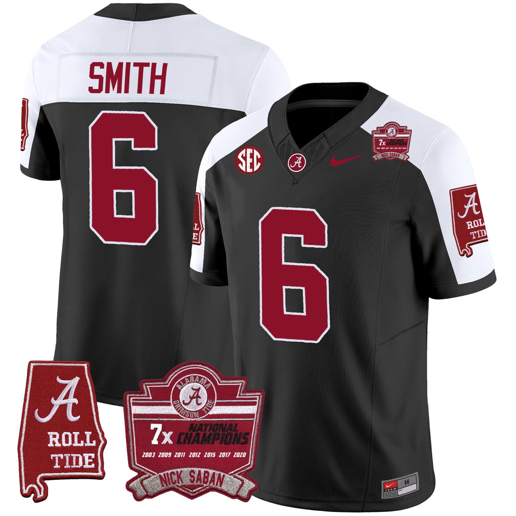 Men's Alabama Crimson Tide Nick Saban 7x Champions Patch Vapor Jersey - All Stitched