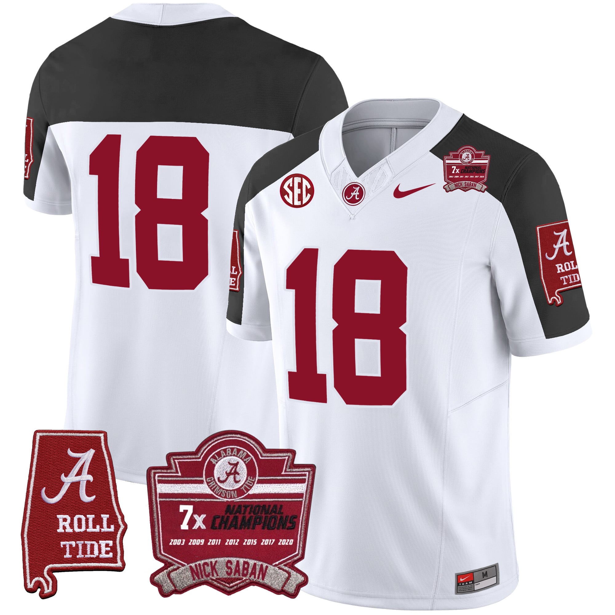Men's Alabama Crimson Tide Nick Saban 7x Champions Patch Vapor Jersey - All Stitched