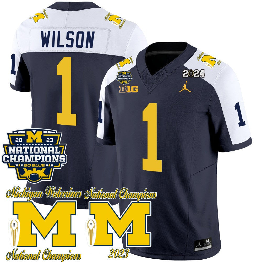 Men's Michigan Wolverines CFP 2023 National Champions Patch Vapor Jersey - All Stitched