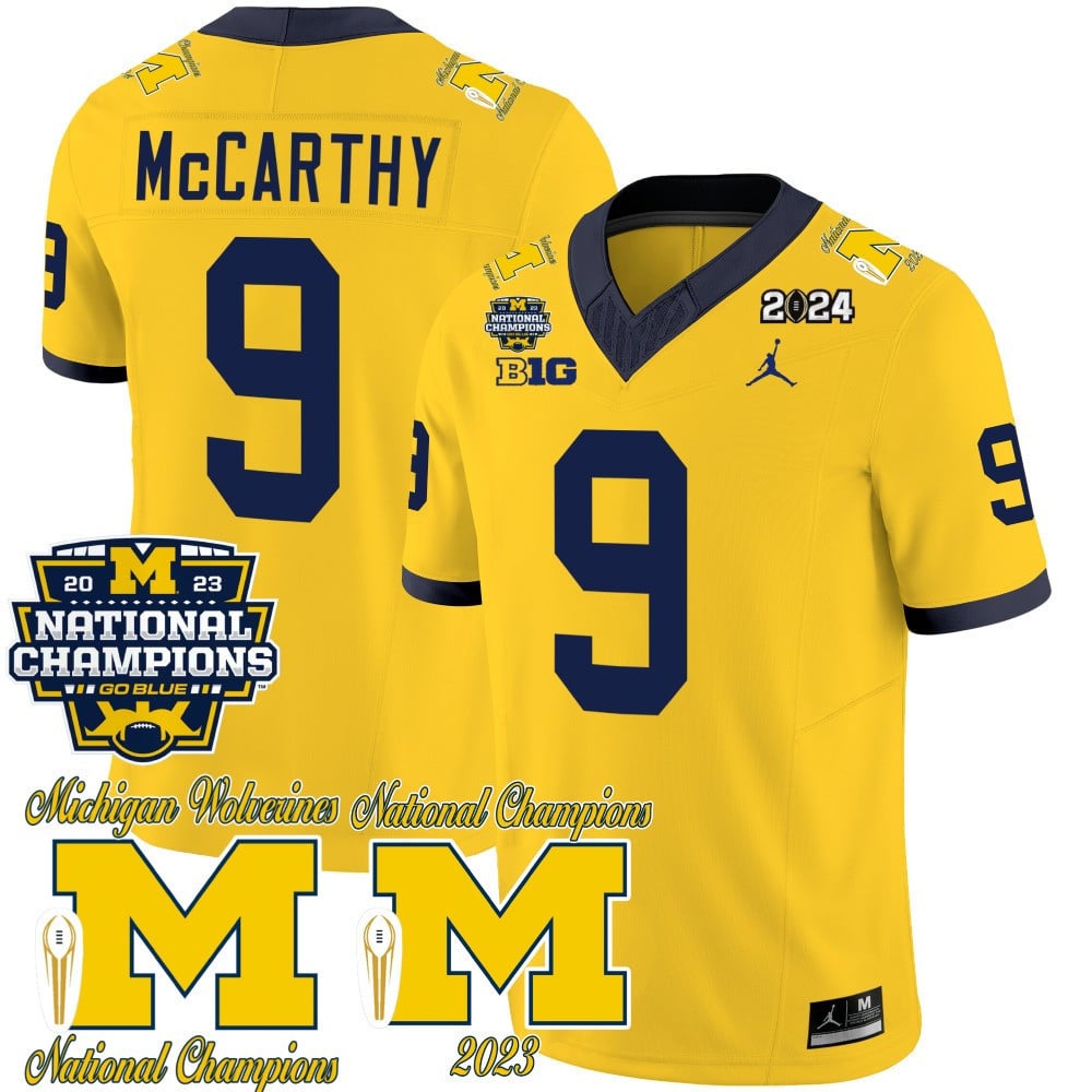 Men's Michigan Wolverines CFP 2023 National Champions Patch Vapor Jersey - All Stitched
