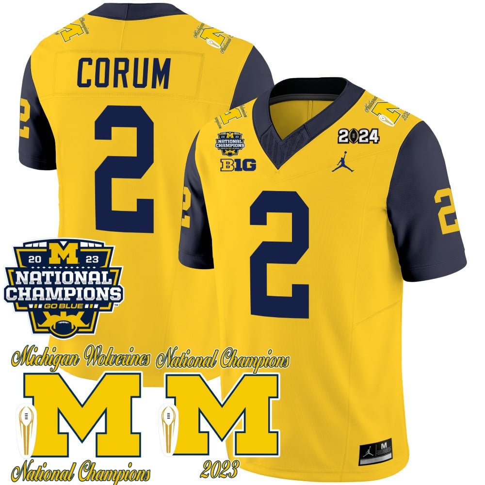 Men's Michigan Wolverines CFP 2023 National Champions Patch Vapor Jersey - All Stitched