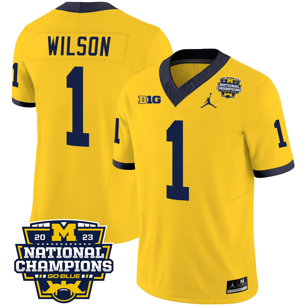Men's Michigan Wolverines 2023 National Champions Patch Vapor Jersey V2 - All Stitched