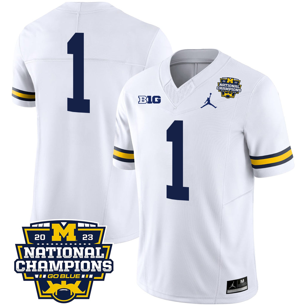 Men's Michigan Wolverines 2023 National Champions Patch Vapor Jersey V2 - All Stitched