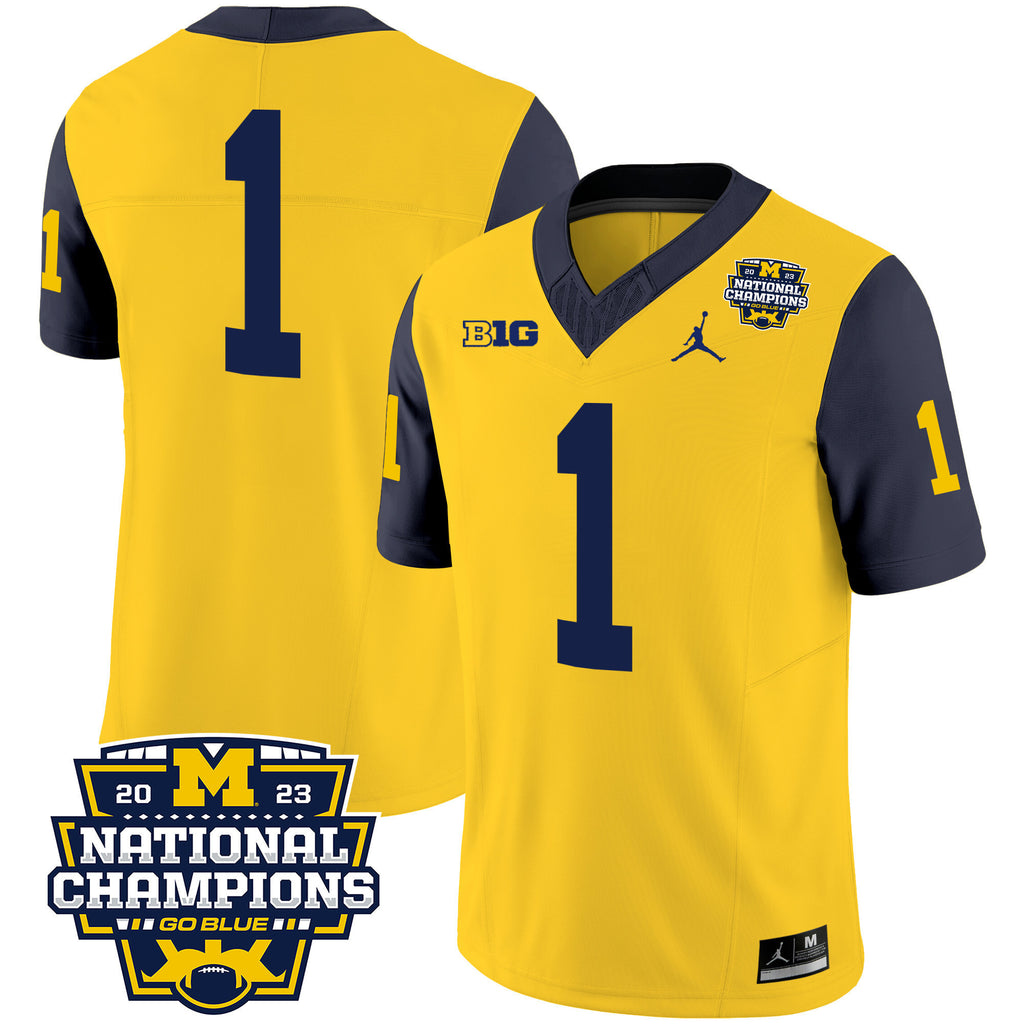 Men's Michigan Wolverines 2023 National Champions Patch Vapor Jersey V2 - All Stitched