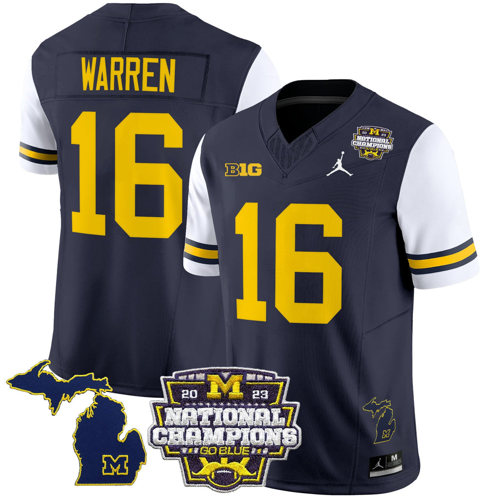 Men's Michigan Wolverines 2023 National Champions Patch Vapor Jersey V6 - All Stitched