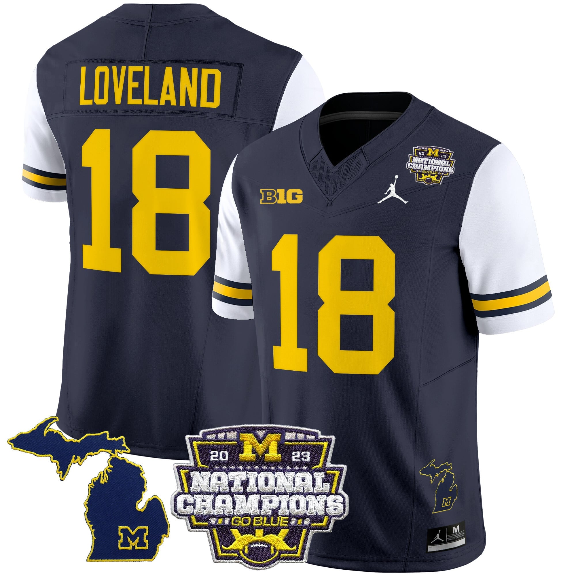 Men's Michigan Wolverines 2023 National Champions Patch Vapor Jersey V6 - All Stitched