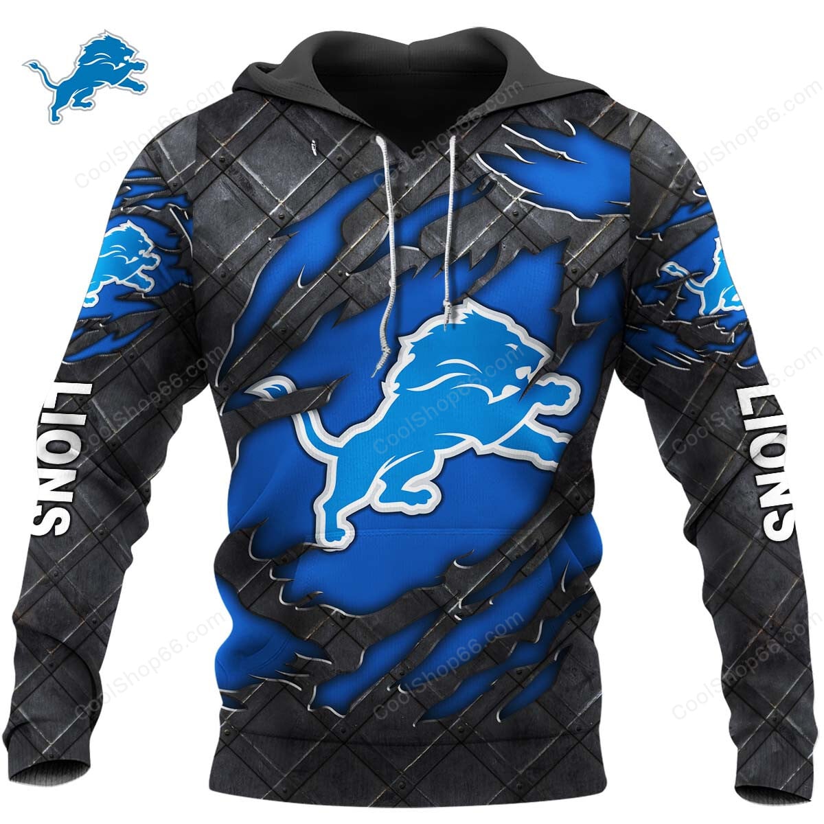 Detroit Lions Black Metal Design Shirt