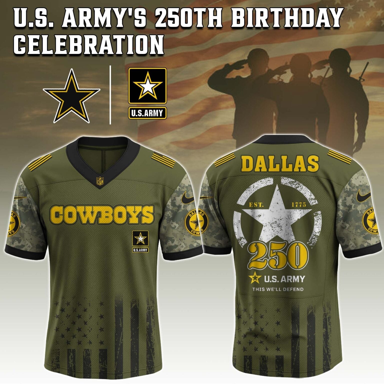 Dallas Cowboys NFL x U.S. ARMY'S 250TH Birthday Special Edition Jersey