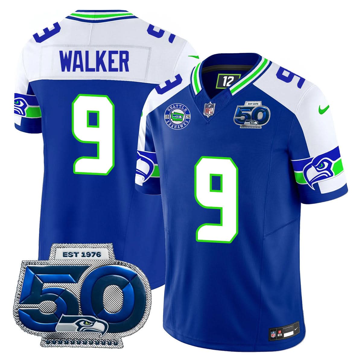 Seattle Seahawks 50th Season Vapor Limited Jersey - All Stitcheds