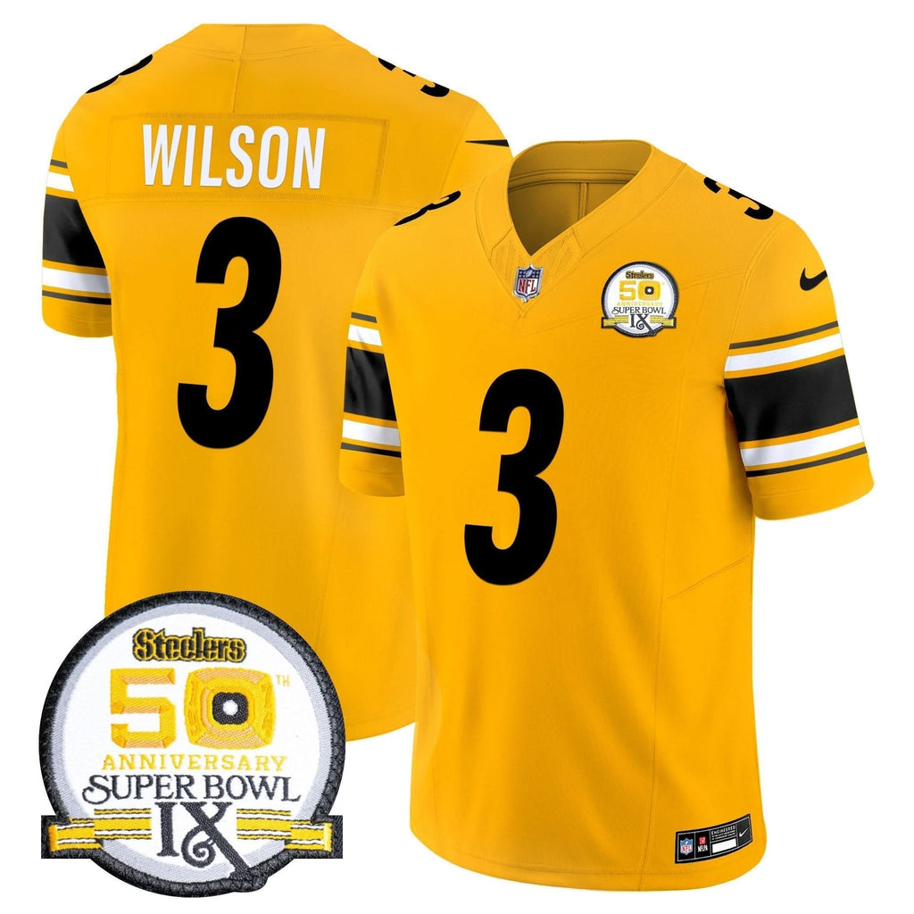 Steelers 50th Anniversary Of Super Bowl IX Patch Vapor Limited Jersey - All Stitched