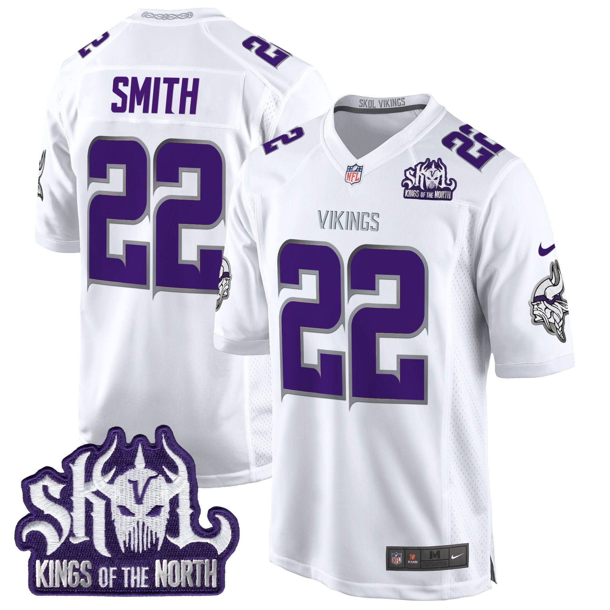 Minnesota Vikings King Of The North Patch Throwback Game Jersey - All Stitched
