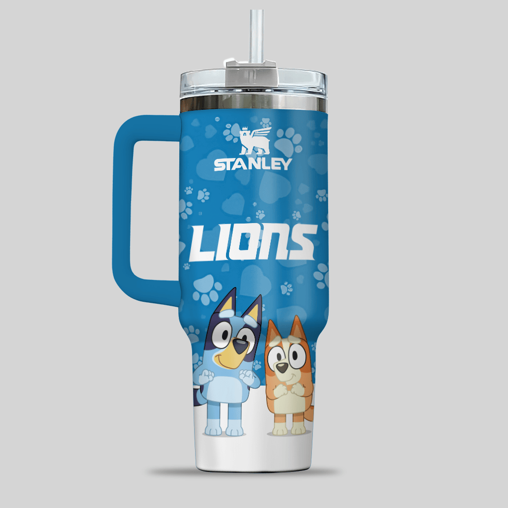 Detroit Lions NFL x Bluey Custom Stanley Cup 40 oz 30 oz Tumbler With Handle