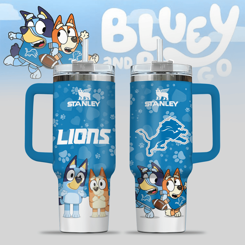 Detroit Lions NFL x Bluey Custom Stanley Cup 40 oz 30 oz Tumbler With Handle